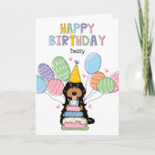 Black Tri Cockapoo Cavapoo Hund Happy Birthday Karte (Vorderseite)