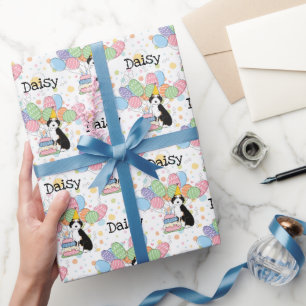 Black Tri Color Aussiedoodle Dog Birthday Geschenkpapier