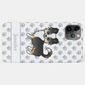 Black Tri Long Coat Chihuahua Cartoon Dog & Name Case-Mate iPhone Hülle (Rückseite (Horizontal))