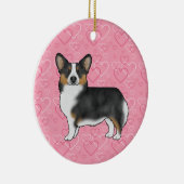 Black Tri Pembroke walisisches Corgi Herz mit Name Keramik Ornament (Rechts)