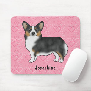 Black Tri Pembroke walisisches Corgi Herz mit Name Mousepad