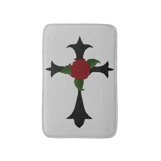 Black Tribal Cross Bath Mat Badematte (Vorderseite Vertikal)