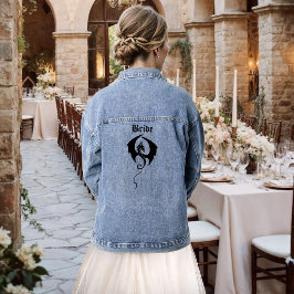 Black Tribal Dragon Wedding Bride Jeansjacke