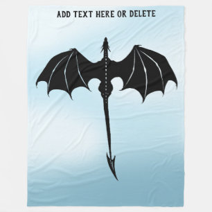 Black Tribal Flight Dragon Fantasy Blue Sky Fleecedecke