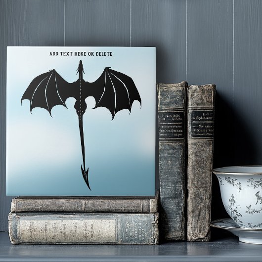 Black Tribal Flight Dragon Fantasy Blue Sky Fliese