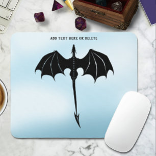 Black Tribal Flight Dragon Fantasy Blue Sky Mousepad