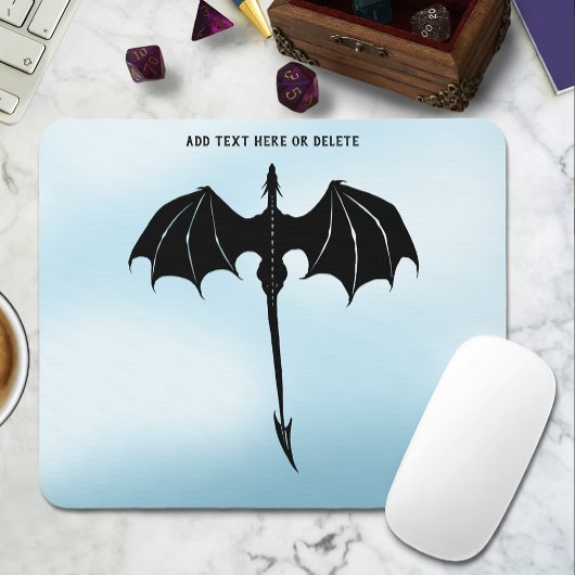 Black Tribal Flight Dragon Fantasy Blue Sky Mousepad
