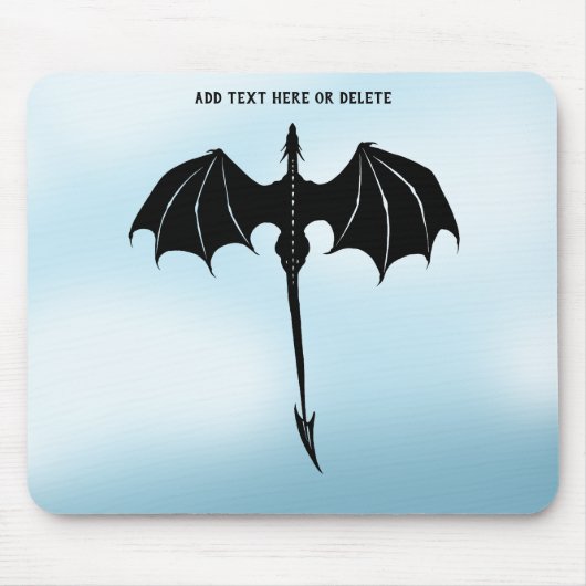Black Tribal Flight Dragon Fantasy Blue Sky Mousepad (Vorne)