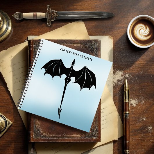 Black Tribal Flight Dragon Fantasy Blue Sky Notizblock