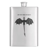 Black Tribal Flight Dragon Fantasy Flachmann (Vorderseite)