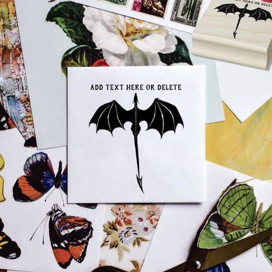 Black Tribal Flight Dragon Fantasy Gummistempel