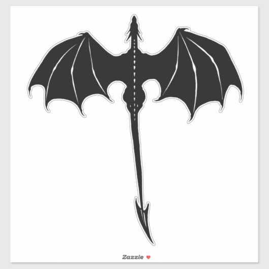 Black Tribal Flight Dragon Fantasy White Aufkleber (Blatt)