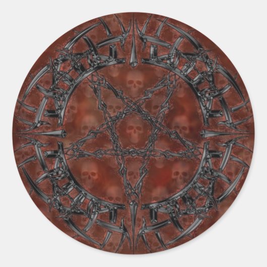 Black Tribal Pentagram Runder Aufkleber (Vorderseite)