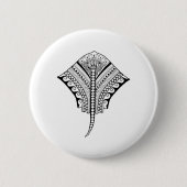 Black Tribal Stingray Manta Ray Button (Vorderseite)