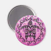 Black Tribal Turtle Magnet (Vorderseite/Rückseite)