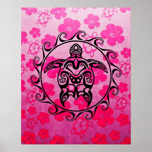 Black Tribal Turtle Poster (Vorne)