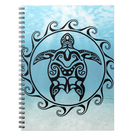 Black Tribal Turtle Sun Notizblock (Vorderseite)
