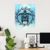 Black Tribal Turtle Sun Poster (Heimbüro)
