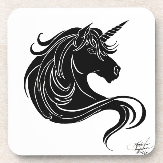 Black Tribal Unicorn Untersetzer (Vorderseite)