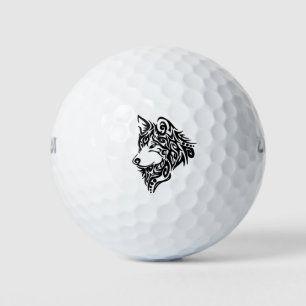 Black Tribal Wolf Golfball