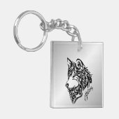Black Tribal Wolf Schlüsselanhänger (Vorderseite links)
