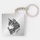 Black Tribal Wolf Schlüsselanhänger (Rückseite)