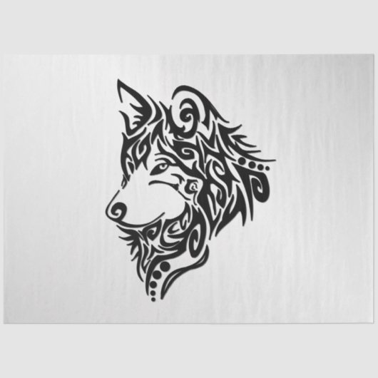 Black Tribal Wolf Seidenpapier (Vorderseite)