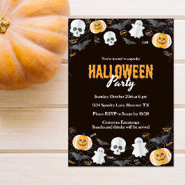 Black Trick oder Treat Halloween Party Einladung