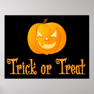 Black Trick oder Treat Halloween-Zeichen Print 24x Poster