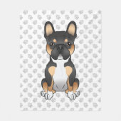 Black Tricolor French Bulldog Frenchie Dog & Paws Fleecedecke (Vorderseite)