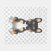 Black Tricolor French Bulldog Frenchie Dog & Paws Fleecedecke (Vorderseite (Horizontal))