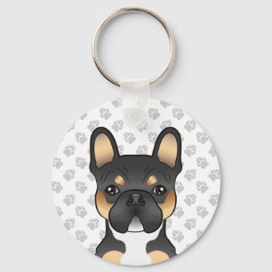 Black Tricolor French Bulldog Frenchie Dog & Paws Schlüsselanhänger
