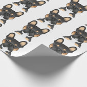 Black Tricolor French Bulldog Head Pattern Geschenkpapier (Ecke)