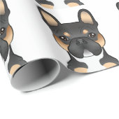 Black Tricolor French Bulldog Head Pattern Geschenkpapier (Rolleneckpunkt)