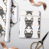 Black Tricolor French Bulldog Head Pattern Geschenkpapier