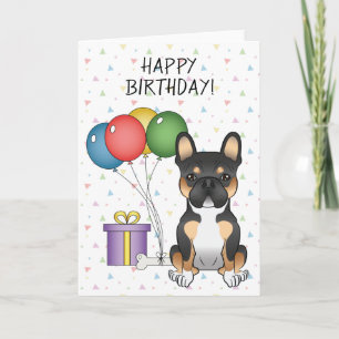Black Tricolor French Bulldog Hund Happy Birthday Karte