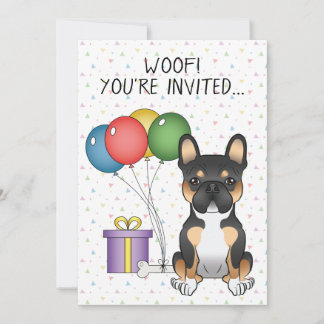 Black Tricolor French Bulldog Niedlicher Hund Gebu Einladung