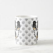 Black Tricolor Long Coat Chihuahua Dog & Paws Kaffeetasse (Mittel)