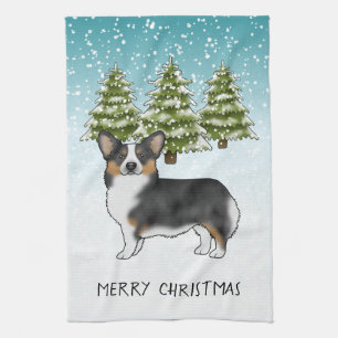 Black Tricolor Pembroke Corgi Dog Winter Weihnacht Geschirrtuch