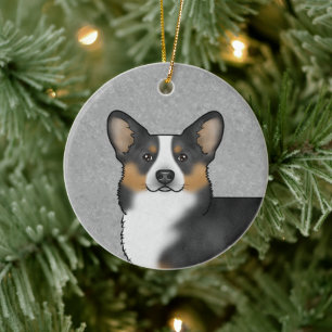 Black Tricolor Pembroke Walisisch Corgi und Name Keramik Ornament