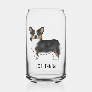 Black Tricolor Pembroke walisischer Corgi mit Name Dosenglas
