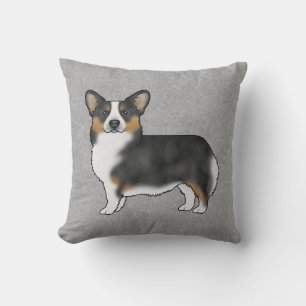 Black Tricolor Pembroke Welsh Corgi Cartoon Dog Kissen