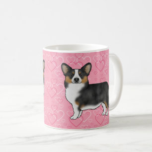 Black Tricolor Pembroke Welsh Corgi Pink Hearts Kaffeetasse