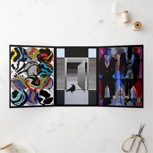 Black Trifold Card Dreifach Gefaltete Karte (Innenseite)