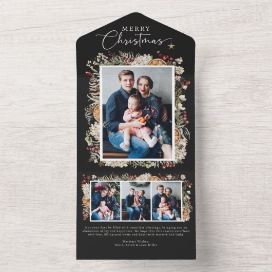 Black Trifold Christmas Card All In One Einladung (Innen Boden)