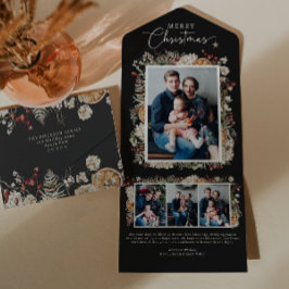 Black Trifold Christmas Card All In One Einladung