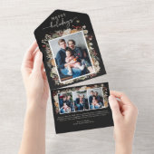 Black Trifold Holiday Card All In One Einladung (Abreißen)