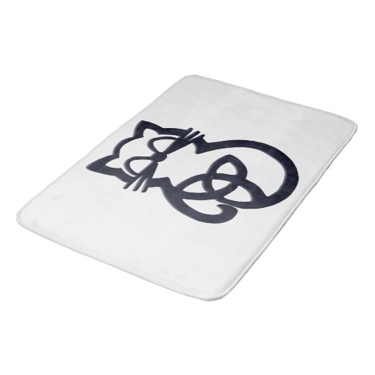Black Trinity Knot Celtic Cat Bath Mat Badematte (Schrägansicht)