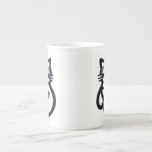Black Trinity Knot Celtic Cat Bone China Tasse (Vorderseite)