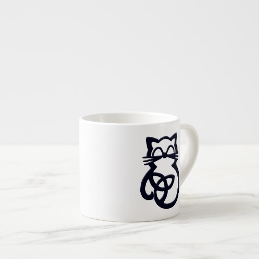Black Trinity Knot Celtic Cat Espresso Tasse (Vorderseite Rechts)